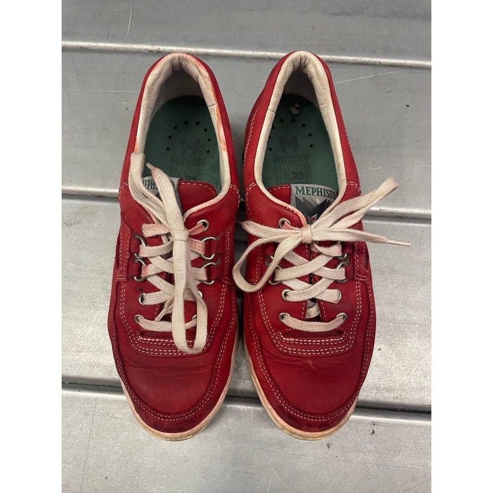 Mephisto Match Runoff Air Jet Shoes Womens 7 Red Leather Rare Sneaker - Picture 2 of 10